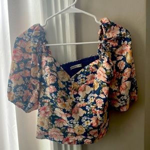 Abercrombie & Fitch Floral Puff Sleeve Blouse